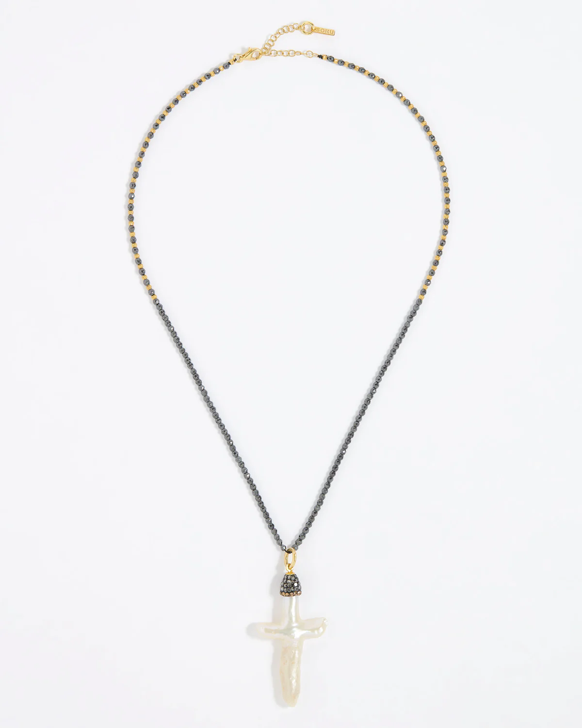 Baroque Pearl Cross Pendant Necklace - Image 3