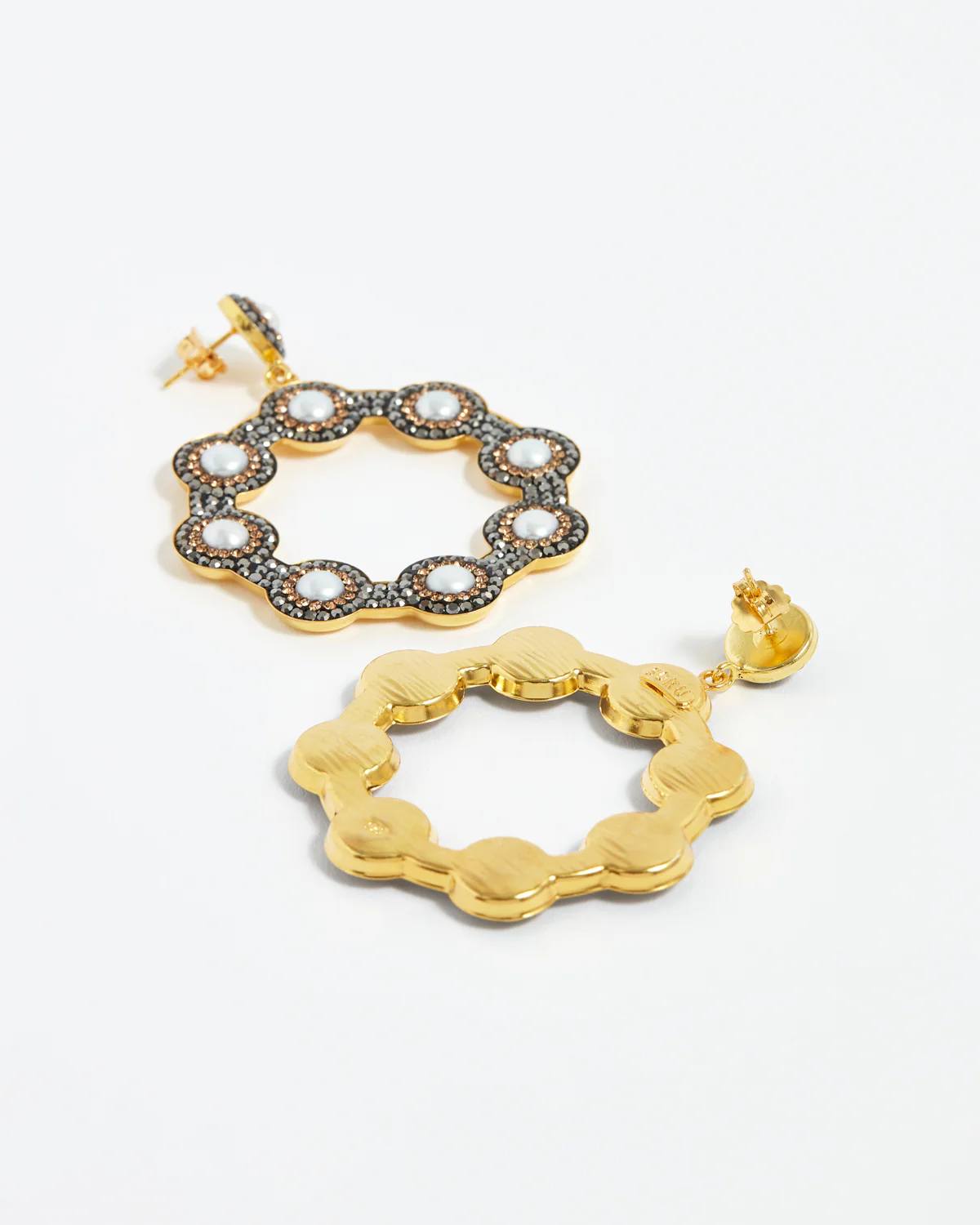 Baroque Pearl Hoop Earrings - Image 3