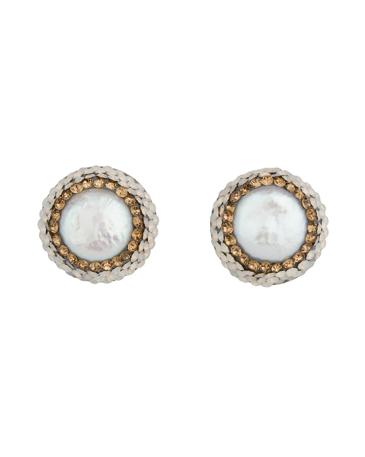 Baroque Pearl Stud Earrings, Gold - Image 4
