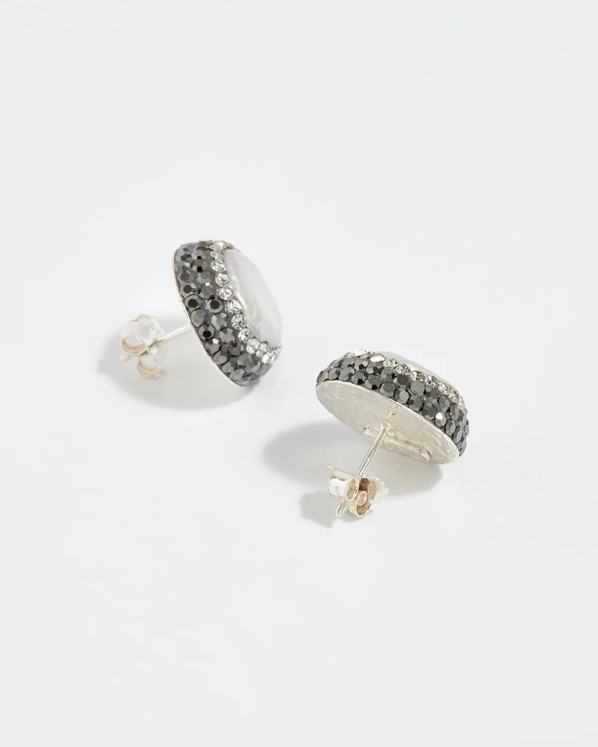 Baroque Pearl Stud Earrings, Silver - Image 3
