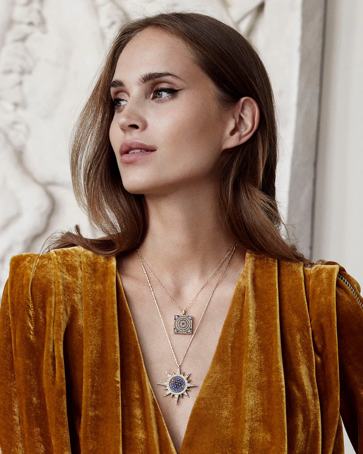 Celestial Star, Diamond & Sapphire Micro-Mosaic Pendant Necklace, 18k Gold - Image 6