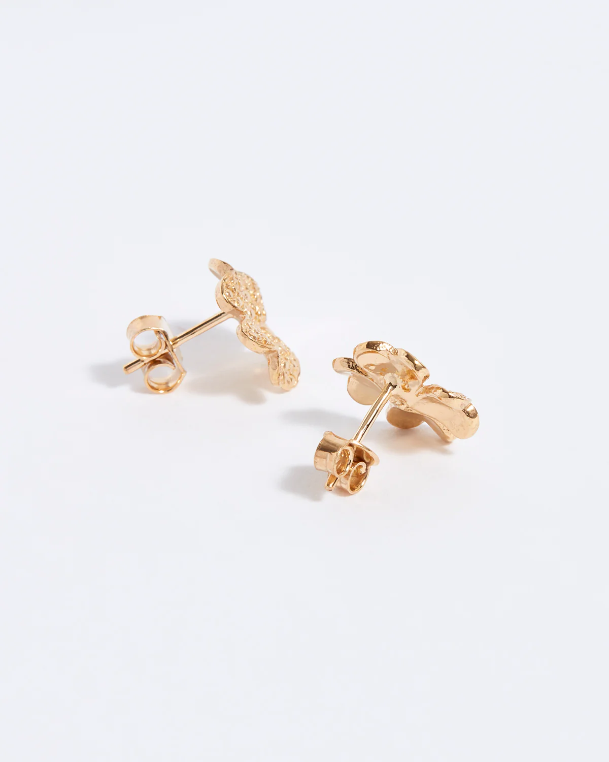Clover Solid Gold & Diamond Stud Earrings - Image 3
