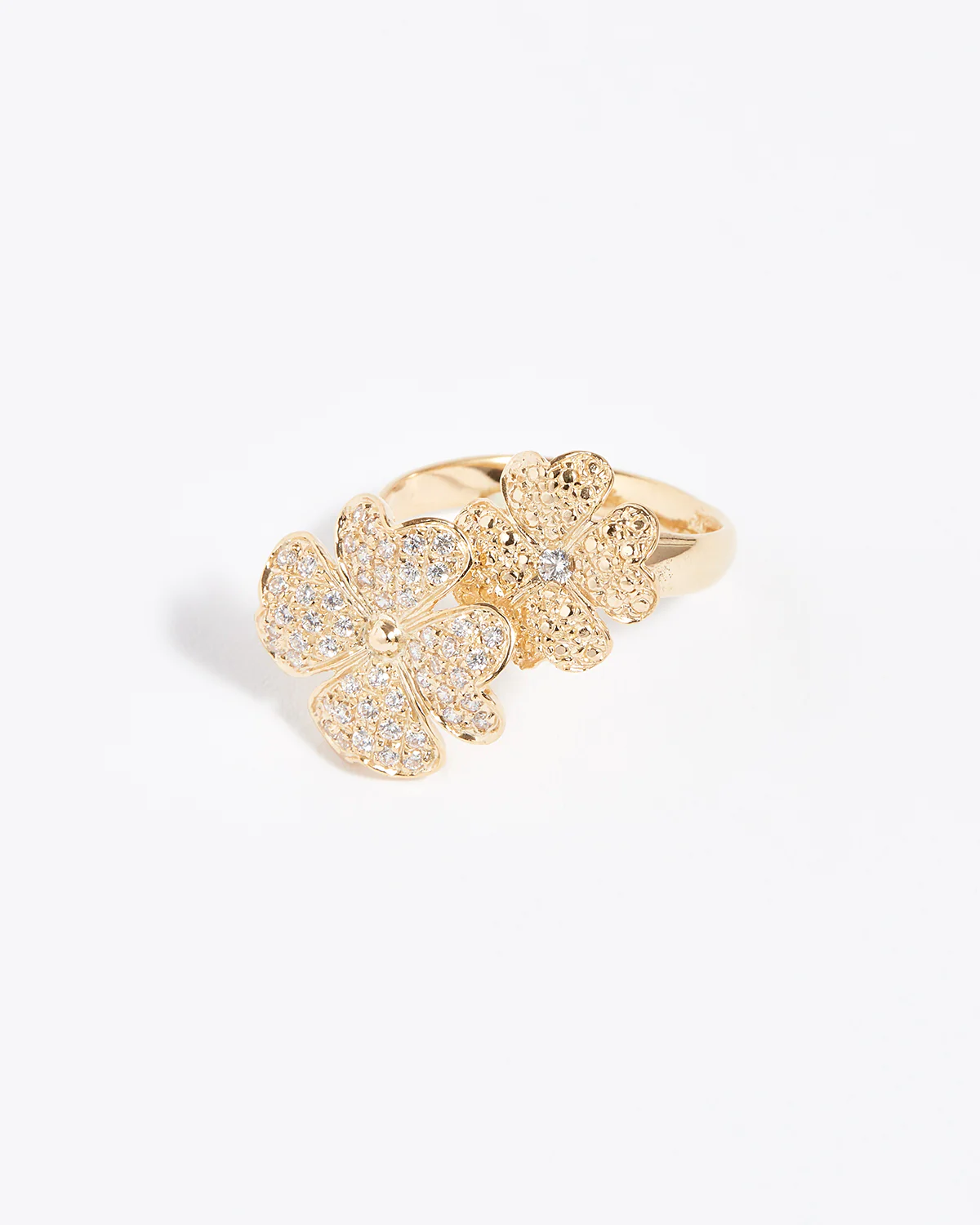 Clover Solid Gold & Crystal Ring - Image 3