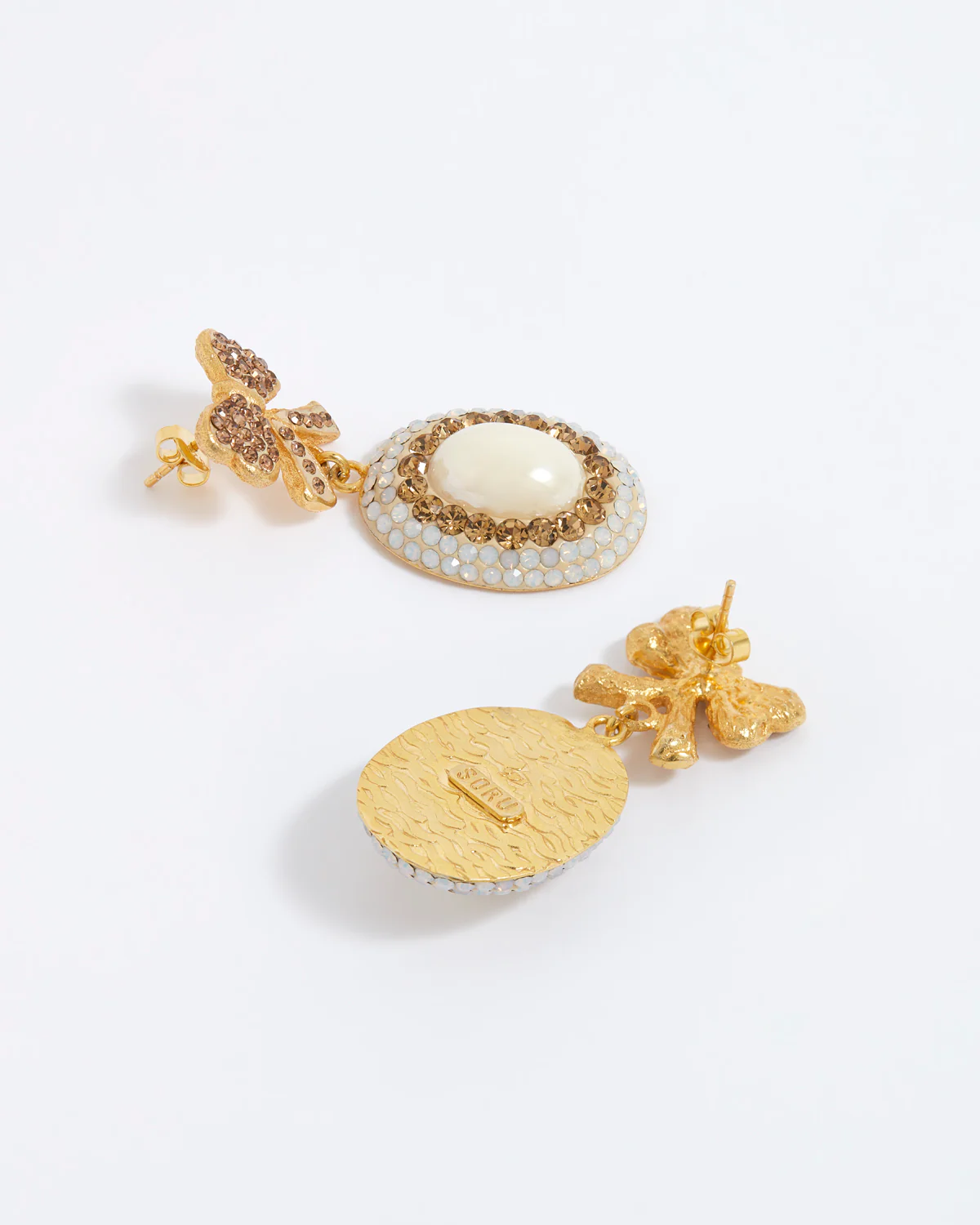 Bow Drop Earrings, Gold - Image 3