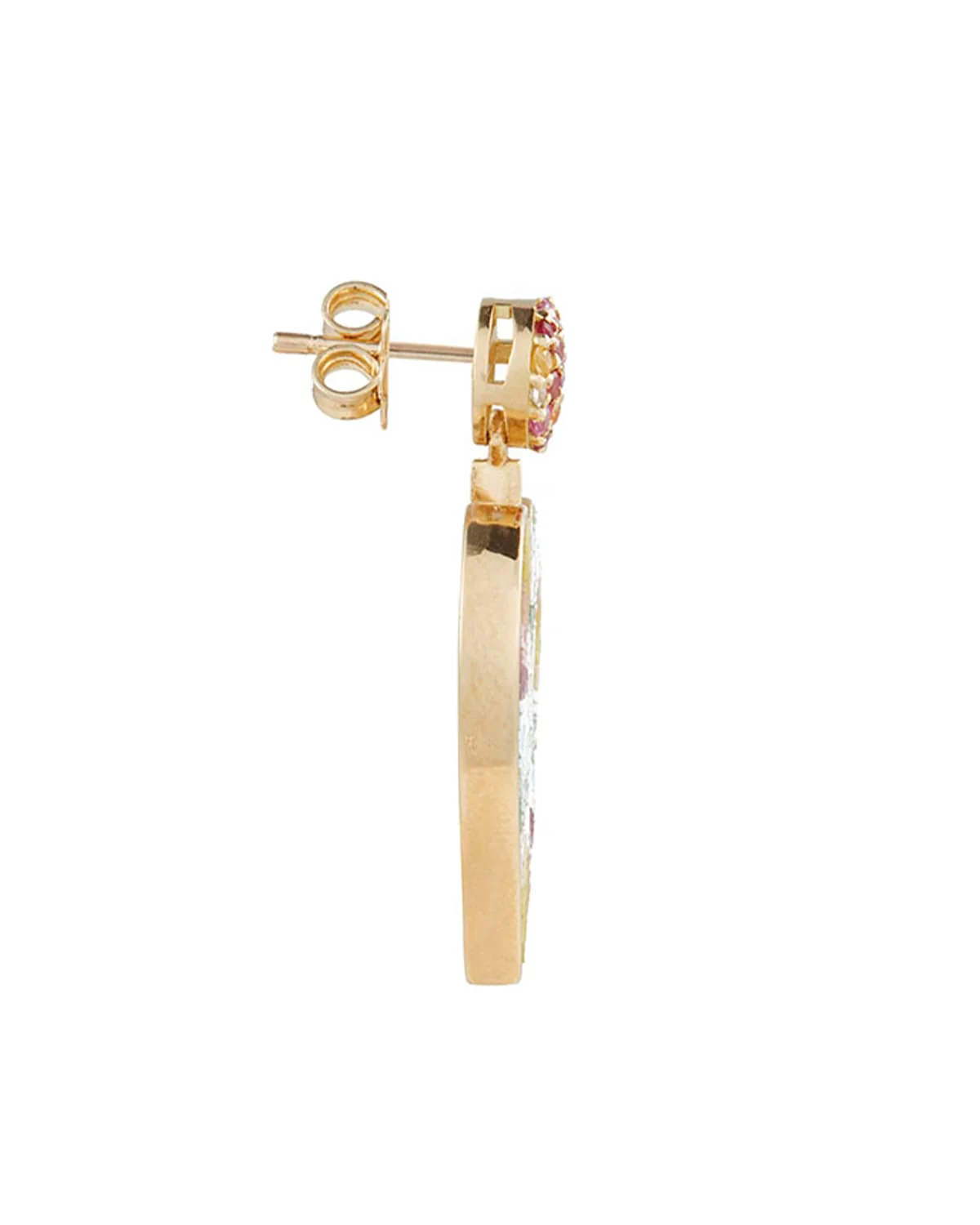 Love Heart Sapphire & Micro-Mosaic Earrings, 18k Gold - Image 5