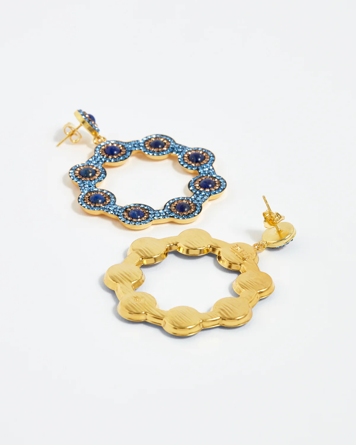 Majolica Lapis Hoop Earrings - Image 3