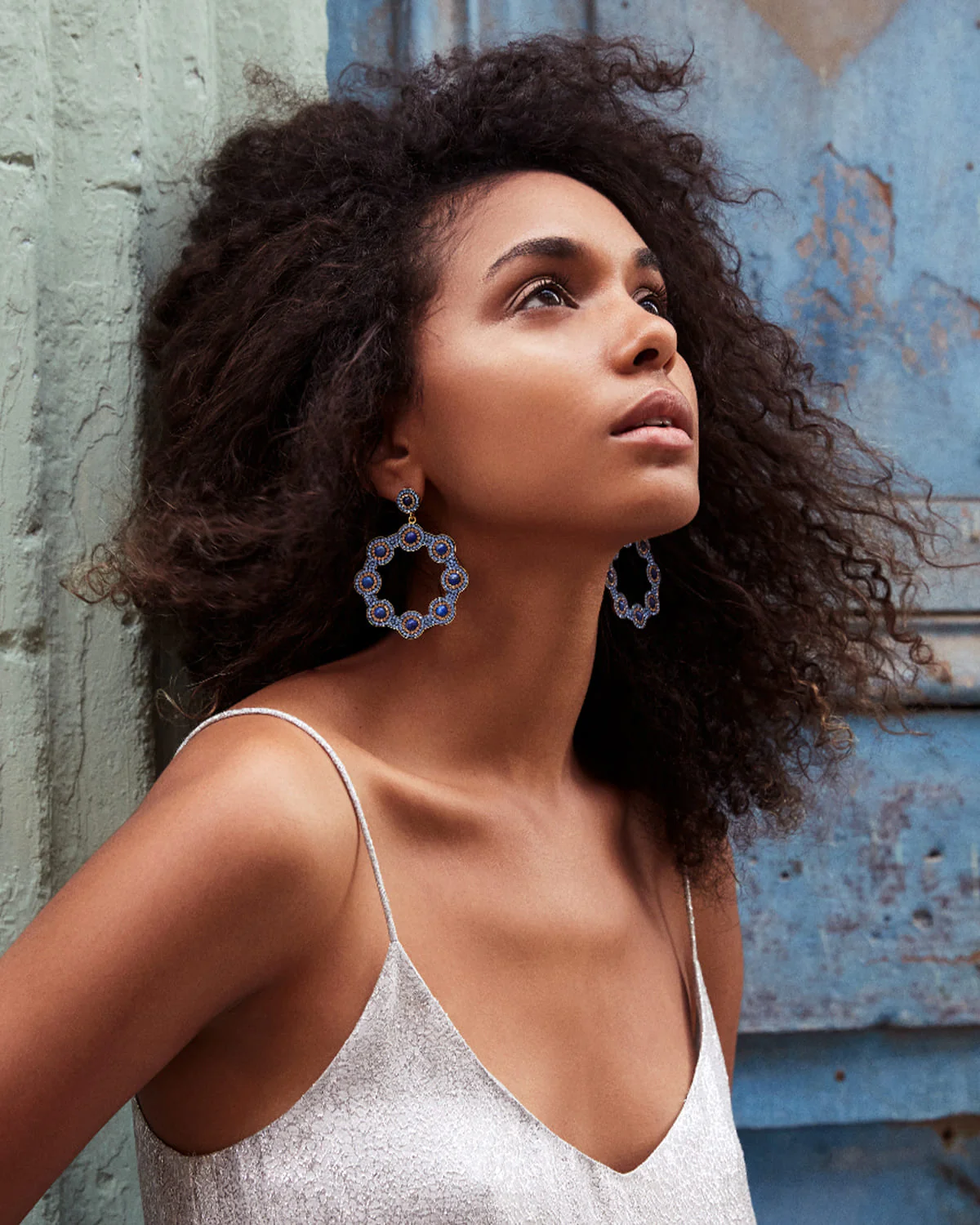 Majolica Lapis Hoop Earrings - Image 4