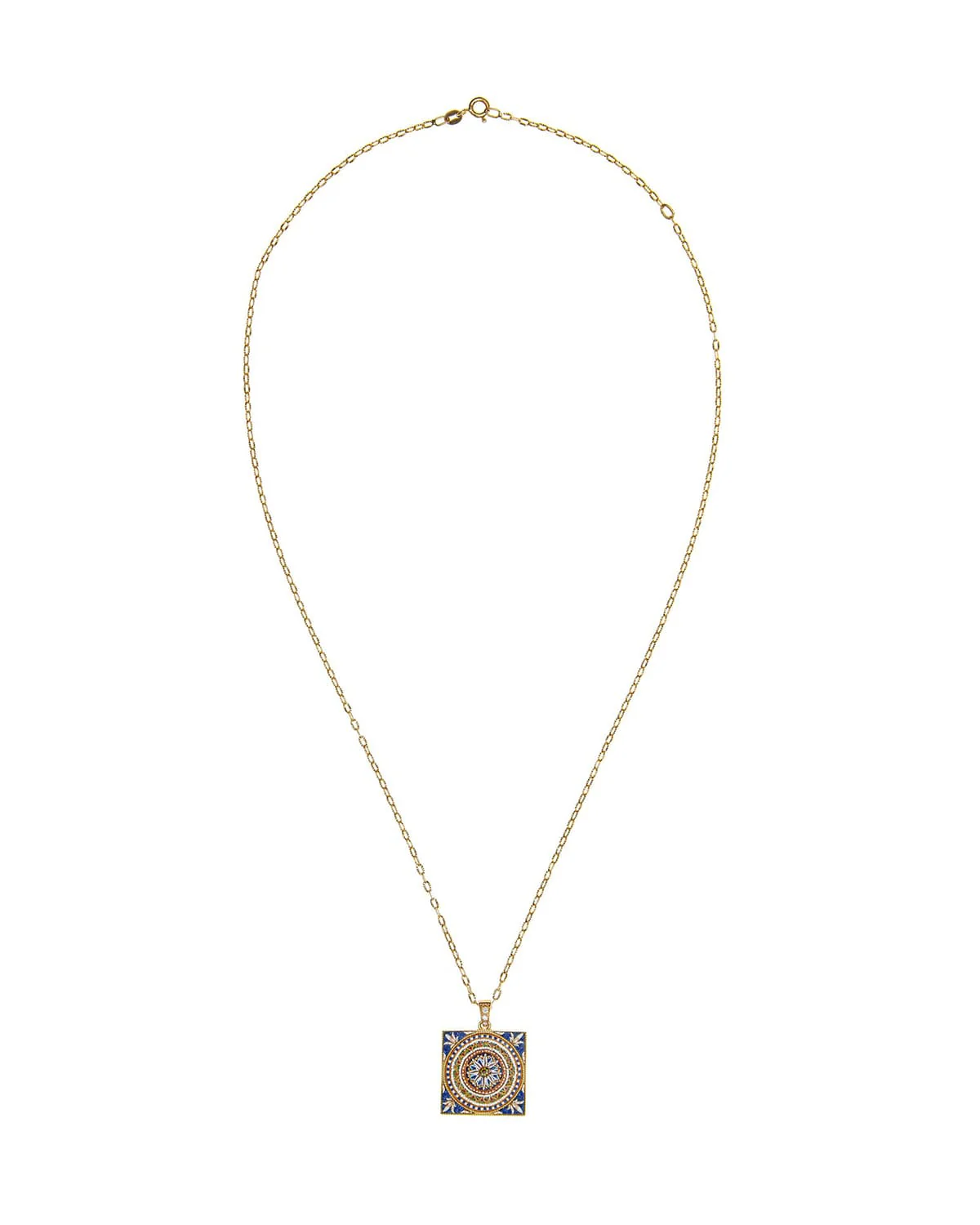 Majolica Tile, Diamond & Micro-Mosaic Pendant Necklace, 18k Gold | Pre-Order - Image 3