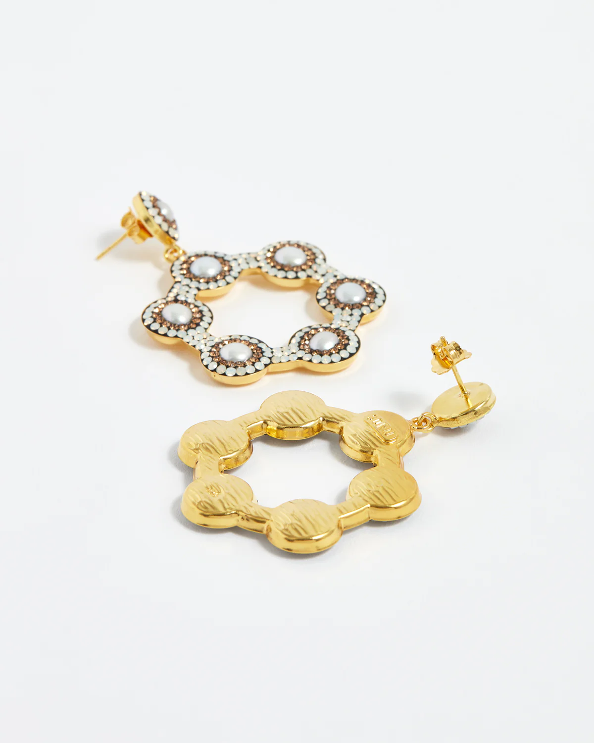 Opal Crystal Pearl Mini Hoop Earrings - Image 3