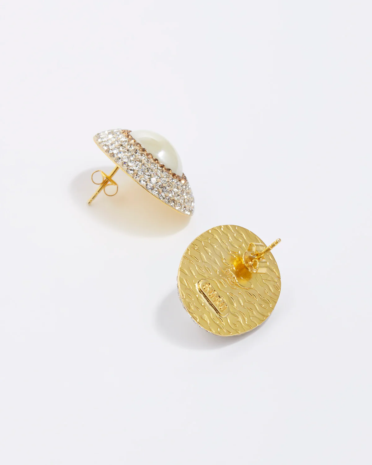 Pearl Crystal Stud Earrings - Image 3