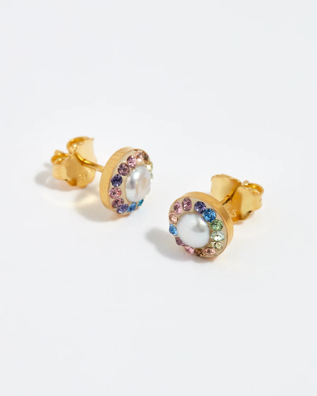 Pearl & Rainbow Stud Earrings