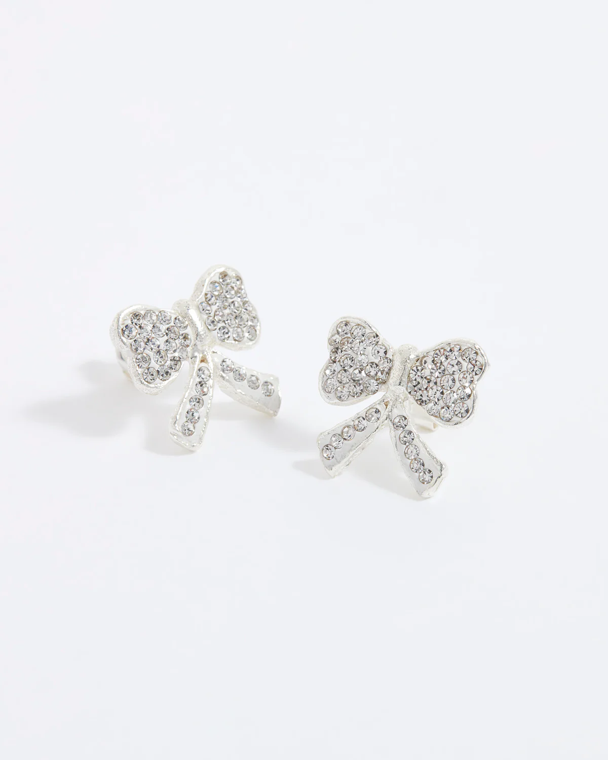 Silver Bow Stud Earrings