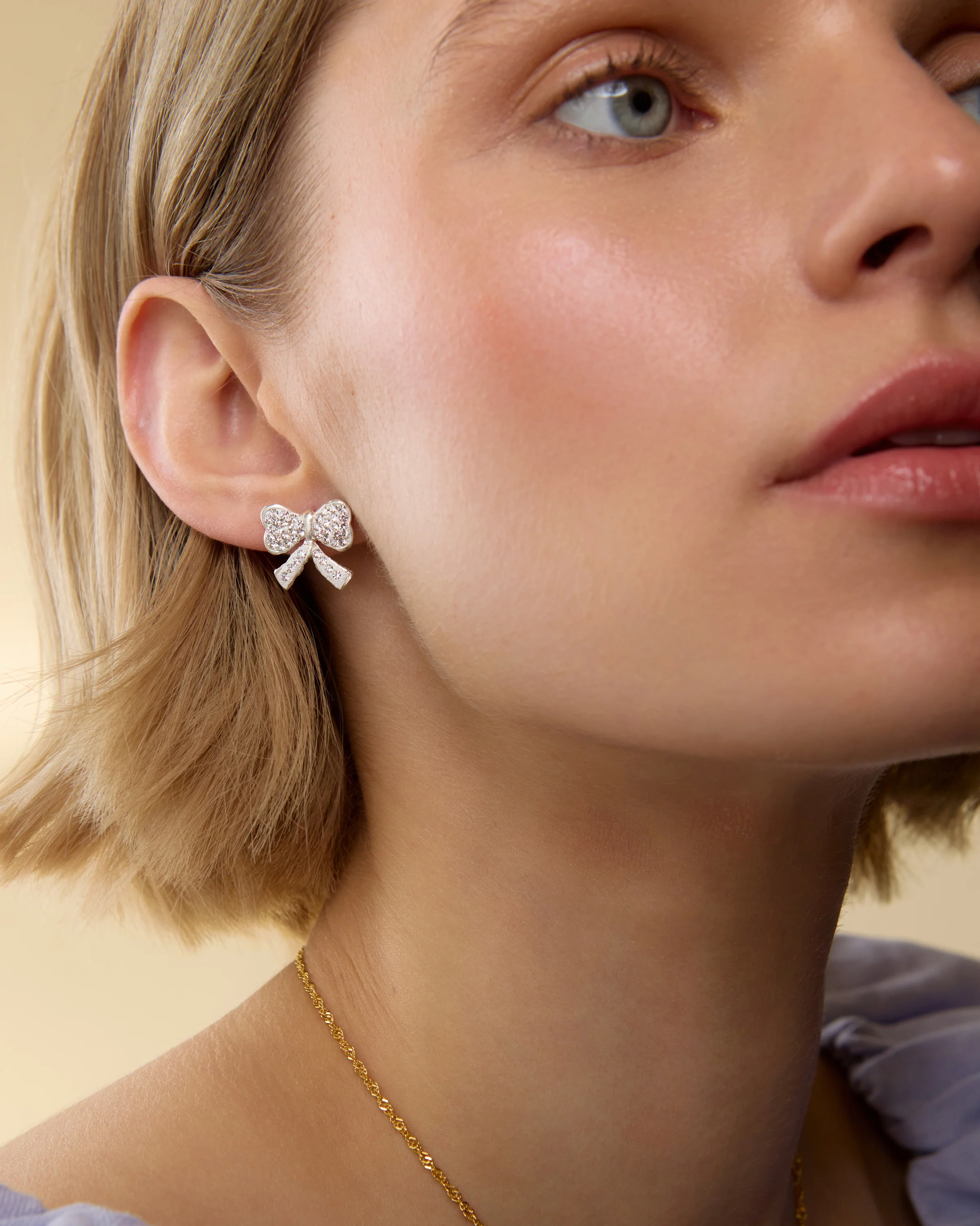 Silver Bow Stud Earrings - Image 2