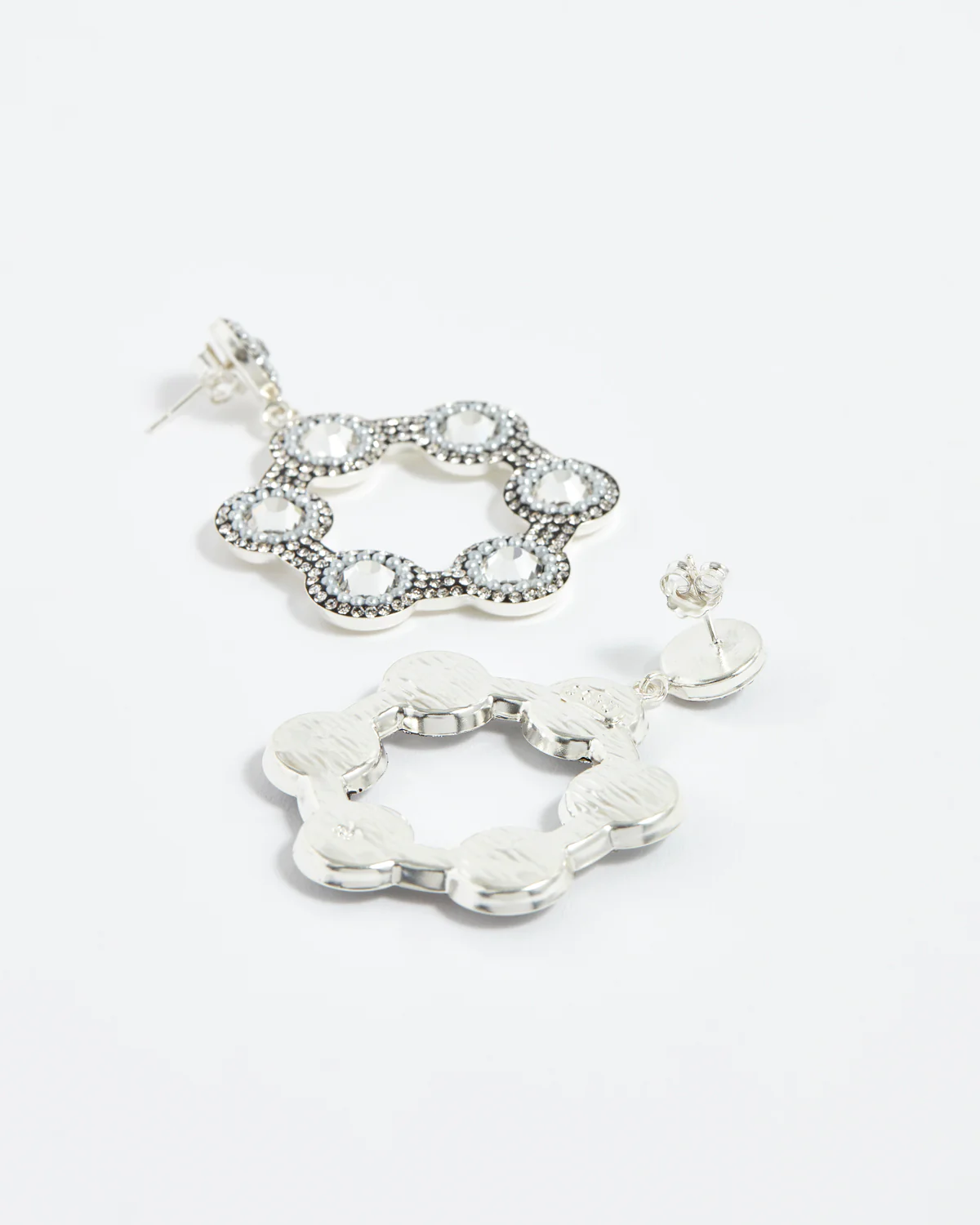 Silver Crystal Mini Hoop Earrings - Image 3