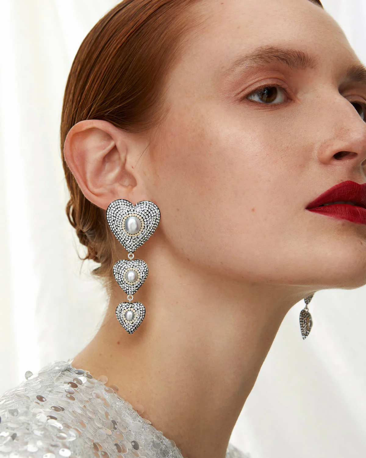 Silver Heart Earrings - Image 3