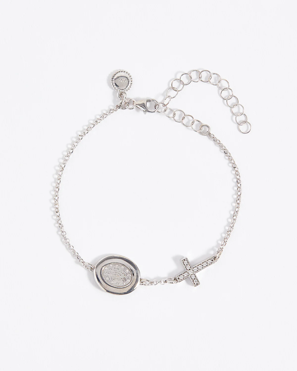 Solid White Gold Madonna Bracelet - Image 4