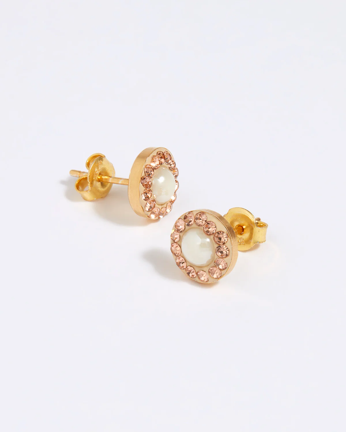 Peach Pearl Stud Earrings