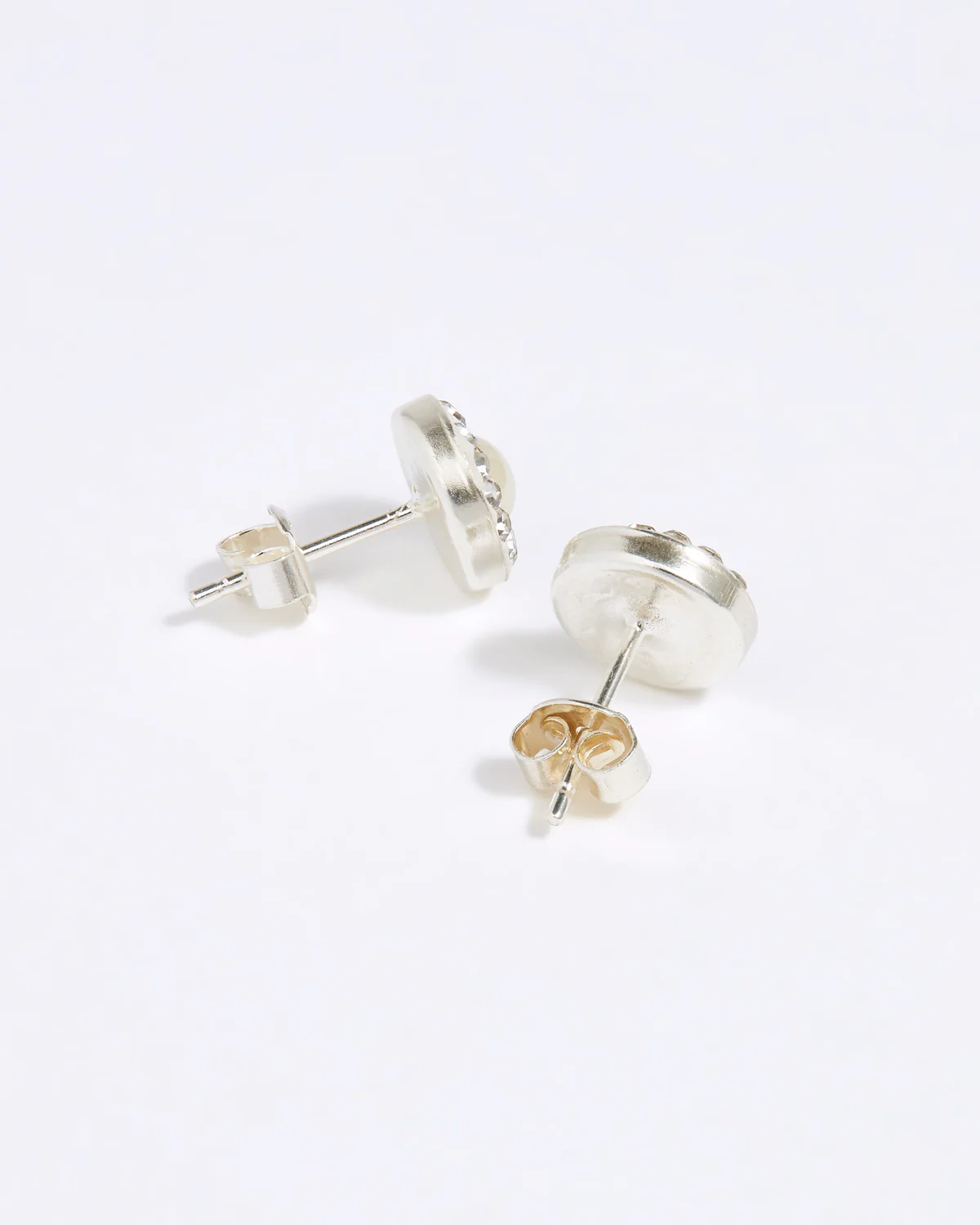 Silver Crystal Stud Earrings - Image 3