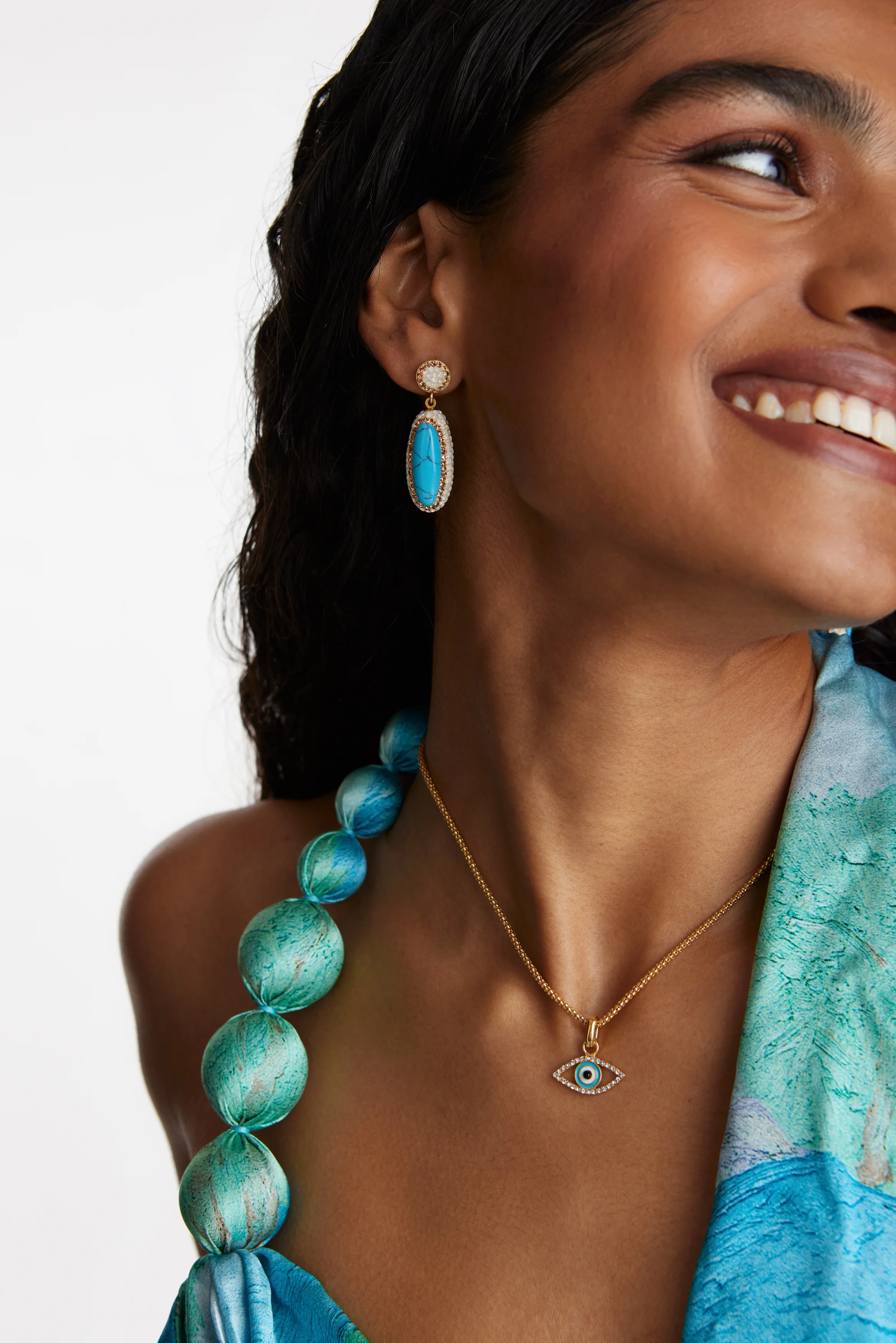 Double Sided Earrings, Turquoise - Image 4