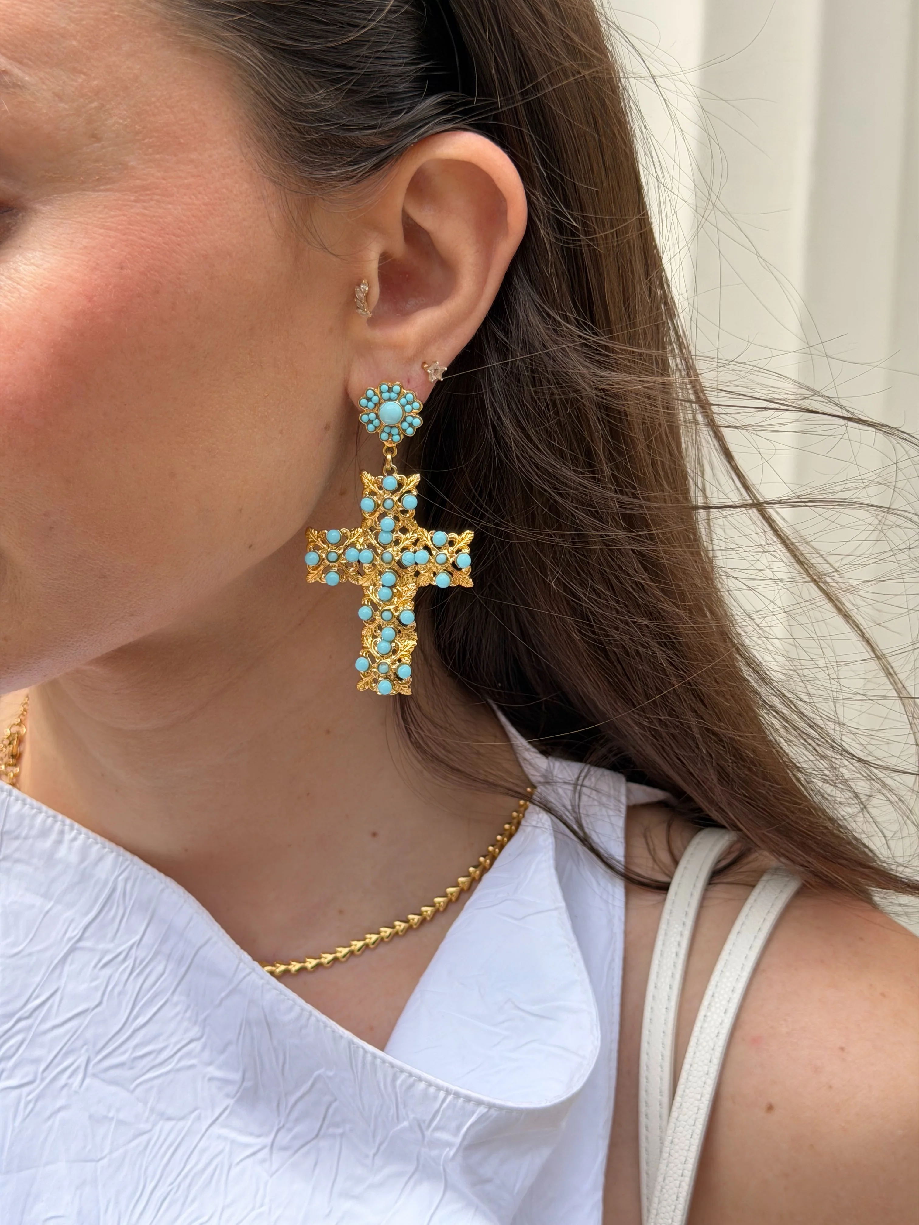 Valentina Earrings, Turquoise - Image 3